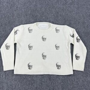 Panache‎ Apparel Sweater Womens Large White Skull Print Knit Pullover Acrylic